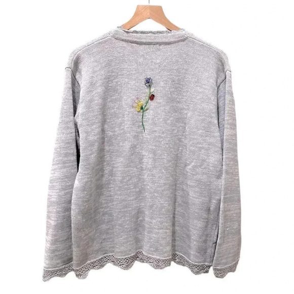 Storybook Knits Ladybug Flower Cardigan sz Large-NWT - Picture 6 of 9